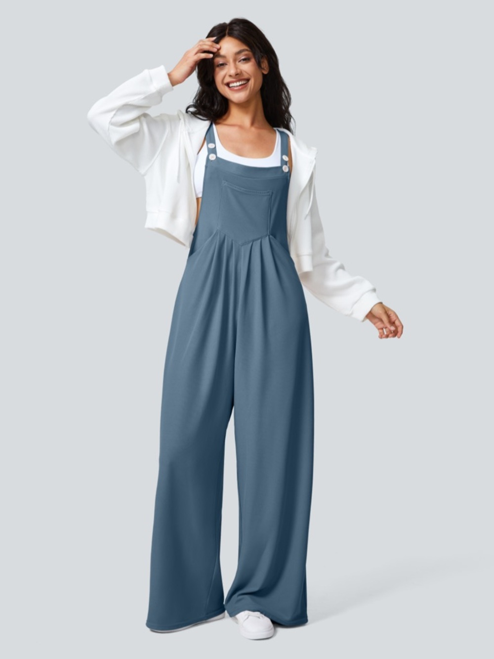 HALARA Wide-Leg Blue Jumpsuit Overalls Size Medium